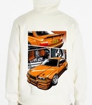 KDK | BMW E36 HOODIE - Ivory/Orange