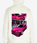 KDK | BMW E36 HOODIE - Ivory/Bright Pink