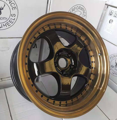 59°North Wheels D-002 | 9.5x19" ET25 5x114/5x120 - Gloss Black/Bronze Lip[LOW STOCK]